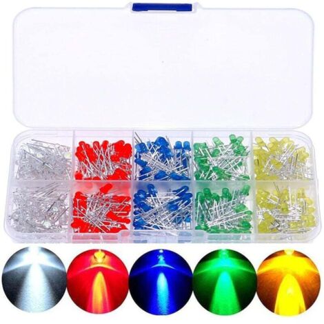 Bombilla LED Ulisem de diodos emisores de luz, lámpara ultrabrillante, 5 colores, 3 mm y 5 mm, diodos emisores de luz multicolor, surtido de 200 diodos (1/4)