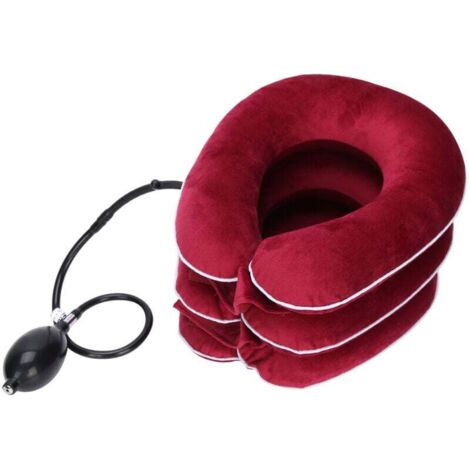 Dispositivo de tracción cervical inflable Ulisem para uso doméstico para corregir espondilosis y dolor de cuello. Collarín cervical, collarín cervical, color rojo. (1/4)