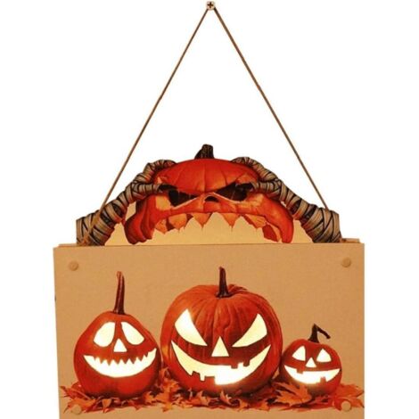 Ulisem Halloween Pumpkin Light Hanging Sign Ghost Mummy Wooden Lampe for Horror Party Accesstes Home Decor Accessoires (1/5)