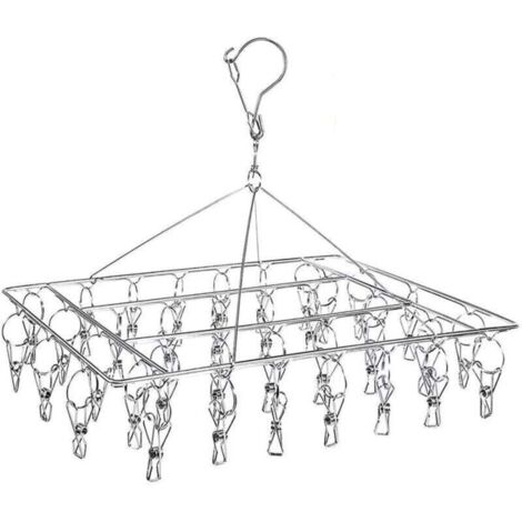 Tendedero para calcetines con 36 pinzas de acero inoxidable resistentes al viento para calcetines, ropa interior, ropa y toallas (paquete de 1 percha) Cocina y hogar / Almacenamiento y O (1/4)