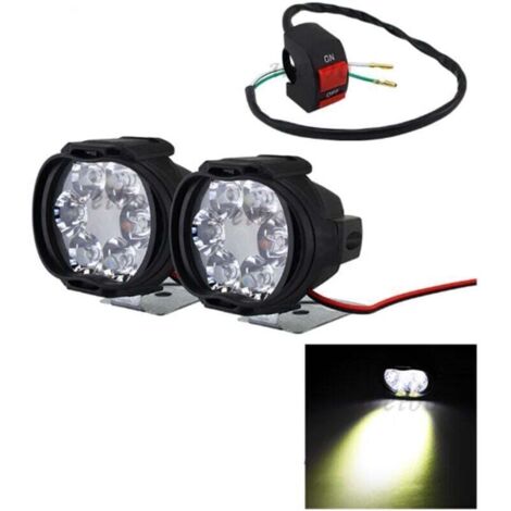 luces LED auxiliares universales impermeables para motocicleta, 6 LED, luz antiniebla, proyector, foco para scooter, luces auxiliares con interruptor. (1/4)