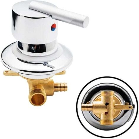 Grifo mezclador para ducha, mezclador de agua fría y caliente, flujo unidireccional G1/2 pulgada, rosca galvanizada, compatible con grifos de agua caliente y fría. (1/4)