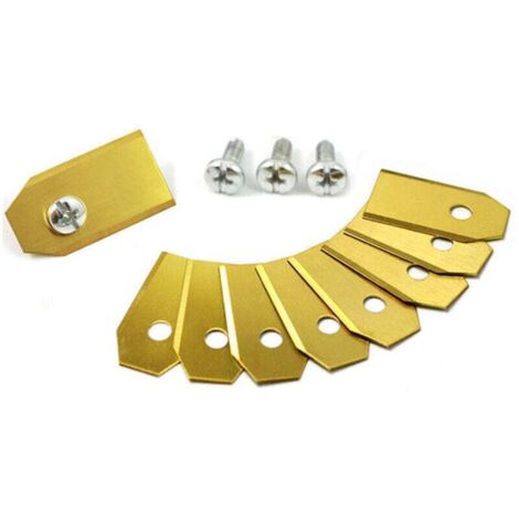 Cuchilla para cortacésped robótico, 9 piezas con tornillos, cuchillas de repuesto con revestimiento de titanio, doradas, 35 × 18 × 0,75 mm (cuchilla recta convencional) (1/4)