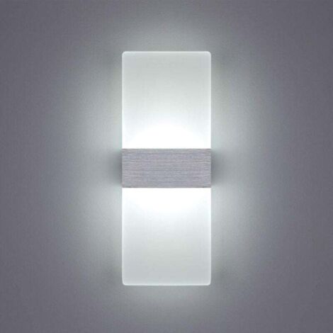 Aplique de pared LED para interiores de 6 W, 6000 K, acrílico blanco frío, diseño moderno, tamaño: 29 x 11 cm, se utiliza para decorar la sala de estar, el dormitorio, el pasillo, la escalera, el estu