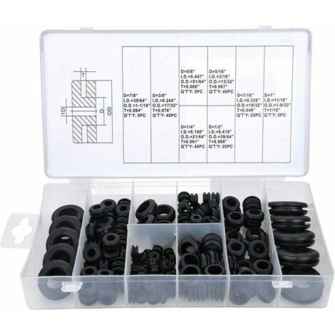 Pasacables, pasacables de goma, kit de pasacables de goma para cables, conectores y alambres, 180 piezas