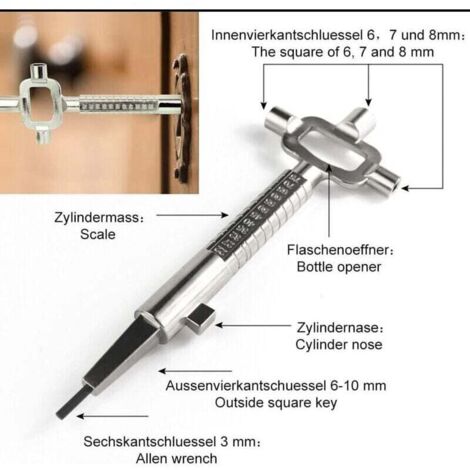 QWORK® Llave De Construcción Universal, Multi Propósito Cilindro Calibre, La Llave Maestra, Aleación De Zinc