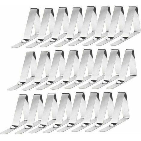 Juego de 24 pinzas para mantel de acero inoxidable con resorte (1/4)