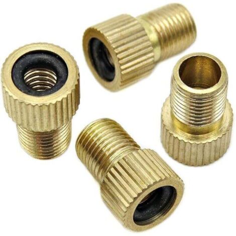 Adaptador de válvula Presta de latón: convierte la válvula Presta en una válvula Schrader. Infla los neumáticos con una bomba de bicicleta estándar o un compresor de aire (paquete de 4). (1/3)