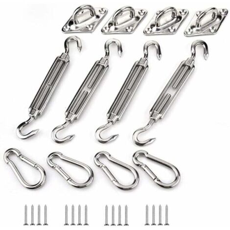 Kit de fijación para velas de sombra, kit de fijación de acero inoxidable para velas de sombra triangulares, cuadradas y rectangulares, accesorios de fijación M5 (1/4)