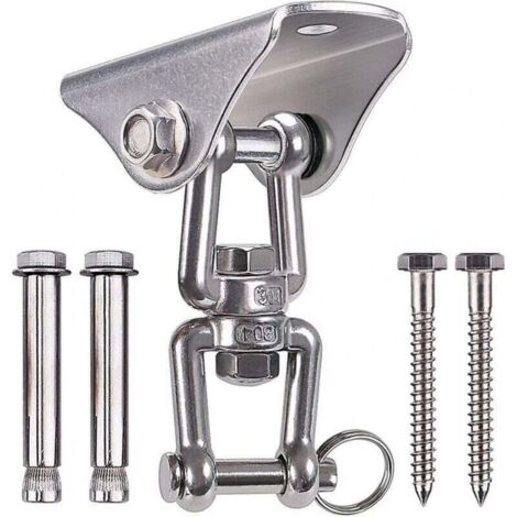 Columpios de alta resistencia con capacidad de 450 kg, rotación de 360°, fabricados en acero inoxidable Sus304, 4 tornillos para instalaciones en madera y hormigón, silla hamaca de yoga, sacos de aren (1/4)