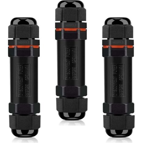 Conectores de cable impermeables, caja de conexiones impermeable para exteriores IP68, paquete de 3 conectores eléctricos impermeables, conector eléctrico impermeable de 3 hilos para cable de 6-12 mm (1/4)