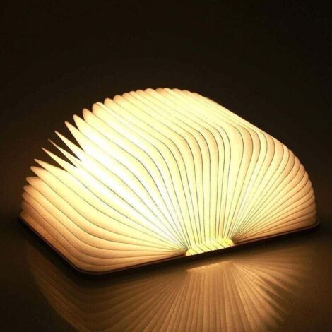 Lámpara de libro plegable de madera, lámparas de libro LED magnéticas, luces decorativas/luz de noche, lámpara de escritorio recargable por USB (1/4)