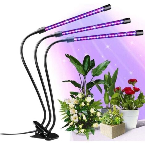 Lámpara de cultivo de 30 W [Nueva versión] Lámpara de cultivo regulable de 6 niveles con 3 modos de temporizador, lámpara LED de cultivo con cuello de cisne ajustable de 360° para plantas de interior, (1/4)