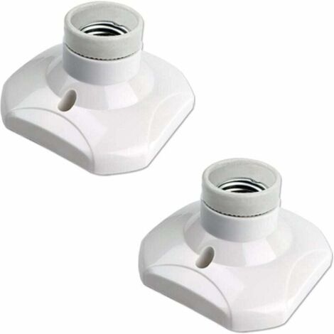 Portalámparas de techo con rosca E27 para lámpara de pared interior, CA 230 V, portalámparas LED E27, base de plástico E27 para techo de garaje o taller, paquete de 2 (1/4)