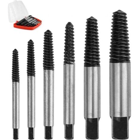 Extractor de tornillos de 1/8 a 1 pulgada, extractor de tornillos rotos de 6 piezas, extractor de espárragos, para tornillos y tuberías dañados (1/4)