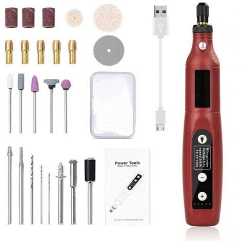 Mini taladro inalámbrico recargable por USB con LED - Herramientas rotativas para bricolaje, pulido y corte (1/4)