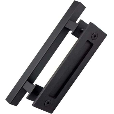 Manija de puerta corrediza negra para puerta de granero, puerta de baño, puerta corrediza, (1/4)