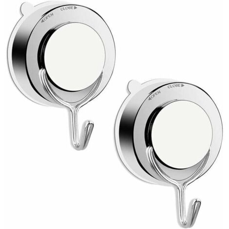 Gancho con ventosa para baño, inodoro y cocina: potente gancho para toallas, ducha o batas de acero inoxidable (paquete de 2) (1/4)