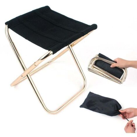 Taburete de jardín, taburete de camping plegable, mini silla de camping, asiento plegable portátil para pesca, senderismo, barbacoa, viajes, negro, una pieza (1/4)