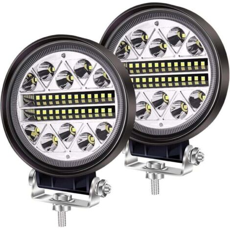 Luz de trabajo LED de 102 W para conducción todoterreno, luces antiniebla, 2 unidades de luces LED redondas de inundación, 12 V y 24 V, luces auxiliares para camión, tractor, coche, 4x4, ATV, UTV, SUV (1/4)