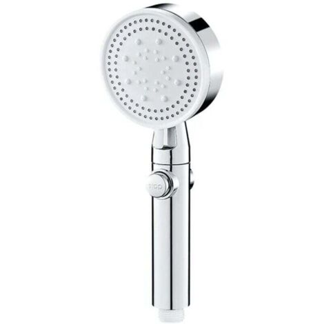 Cabezal de ducha ahorrador de agua plateado con 5 modos ajustables, ducha de alta presión, parada de un toque, masaje de agua, ducha ecológica, accesorio de baño (1/4)