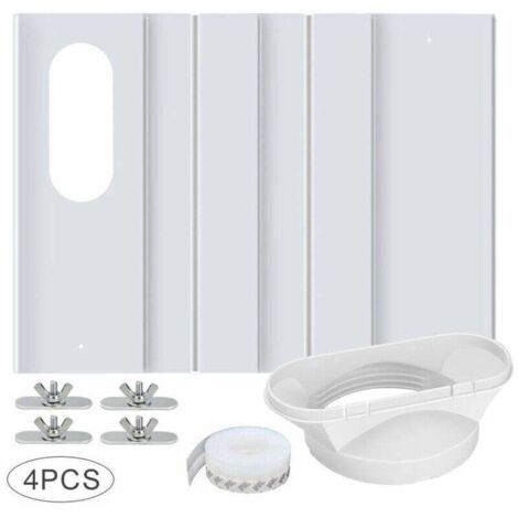 Kit de aire acondicionado portátil para ventana, con acoplador universal, panel de PVC reforzado ajustable, sello de ventana, kit de ventilación para puertas corredizas, manguera de escape de 10 cm. (1/4)