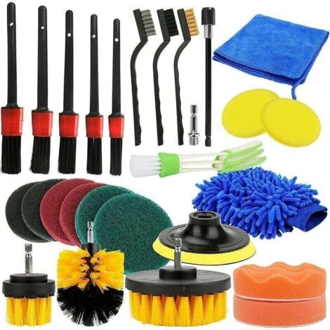 Juego de 26 cepillos para detalles de Car Beauty para lavado de autos, 26 cepillos para taladro eléctrico (1/4)