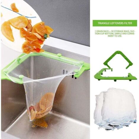 Bolsa de basura desechable, soporte de drenaje triangular antiobstrucción, orificio de drenaje del fregadero, filtro de basura, bolsa de basura (1/4)