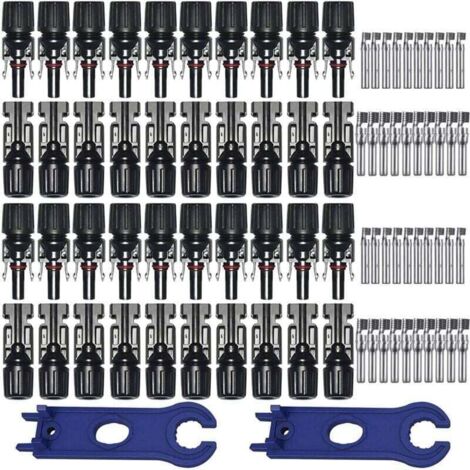 20 pares de conectores fotovoltaicos solares MC4, conectores macho/hembra, sello impermeable de doble anillo, para accesorios de cable de panel solar fotovoltaico (1/4)