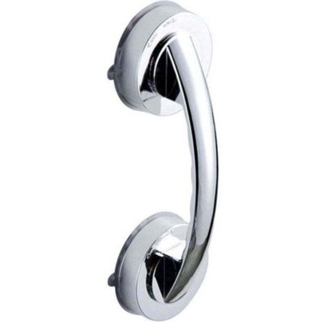 Barra de apoyo para baño con ventosa sin taladro para manija de puerta de ducha, antideslizante, color plateado L (1/4)