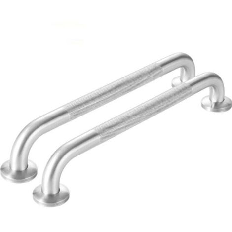 2 barras de apoyo para ducha de acero inoxidable 304 de 40 cm con agarre antideslizante, barras de apoyo para inodoro para personas mayores, discapacitadas, niños y embarazadas (plateadas) (1/4)