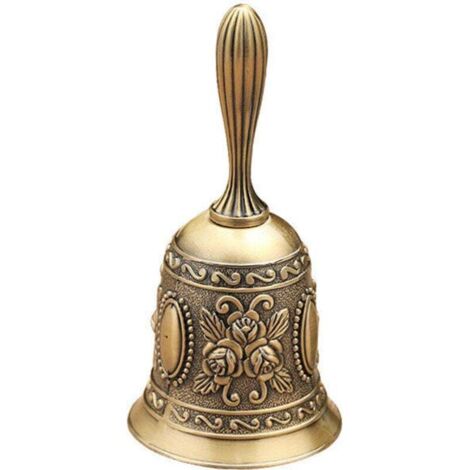 Timbre y llamador de jardín, timbre, timbre pequeño, timbre de servicio de restaurante, timbre de mesa, timbre clásico para escuela, recepción de cena, servicio de hotel, bronce, 5,5 x 5 (1/4)