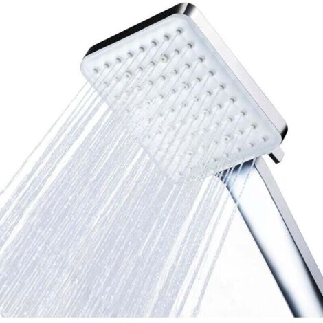 Cabezal de ducha cuadrado de alta presión, cabezal de ducha potente de repuesto universal ajustable, ducha de mano para baño con 6 modos, acabado cromado (1/4)