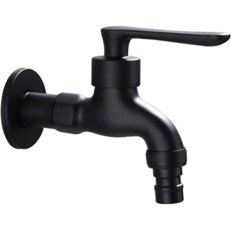 Grifo vintage para jardín exterior para agua fría con mando único (salida de 1/2" - entrada de 1/2") y 1 convertidor (3/4"), apto para jardín y lavadora, longitud 11 cm