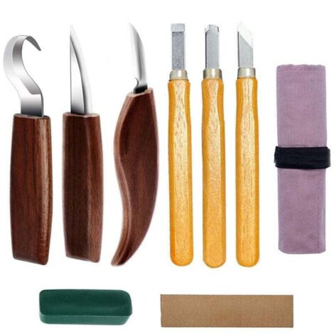 Herramientas para tallar madera, kit para tallar madera, juego de cuchillos para tallar madera con cuchillo de tallar, herramientas profesionales de grabado en madera para carpintería. (1/4)