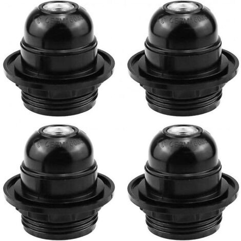 Adaptador de casquillo E27 de 4 piezas, casquillo E27, portalámparas E27 de rosca negra, bombilla retro E27, para fijación de casquillo de bombilla retro (1/4)