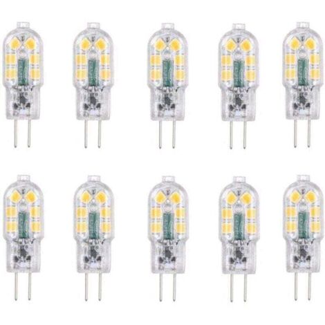 Bombilla LED G4 de 2 W, equivalente a halógeno de 20 W, blanco frío 6000 K, 200 lm, 12 SMD, 12 V CA/CC (paquete de 10) (1/4)
