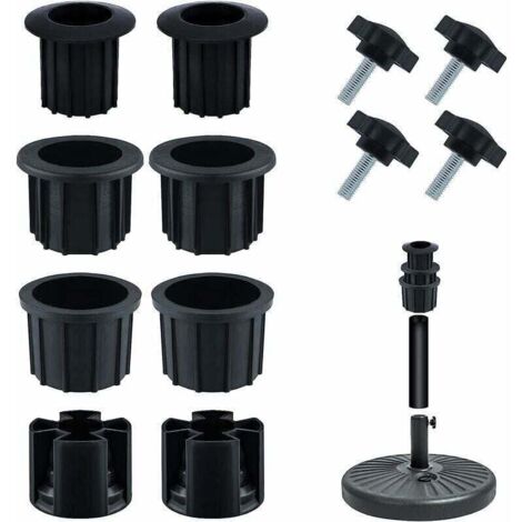 Soporte de repuesto para sombrilla, tapón para orificio con perilla de estrella de acero inoxidable m8, accesorio para base de sombrilla, para mesa de patio, balcón, patio (negro, 12 unidades) (1/4)