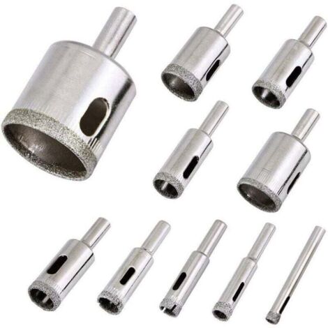 Juego de 10 brocas de diamante huecas para azulejos de cerámica, vidrio y porcelana. Juego de brocas de diamante para azulejos de cerámica. Brocas para vidrio de 6 mm a 30 mm. Broca para materiales de (1/4)
