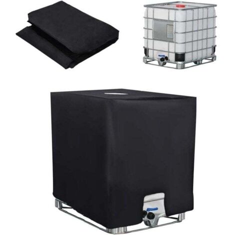 Cubierta para tanque IBC de 1000 l, cubierta para tanque de agua, resistente a rayos UV y al polvo, con tapa protectora para contenedor IBC, 116 x 100 x 120 cm, color negro (1/4)