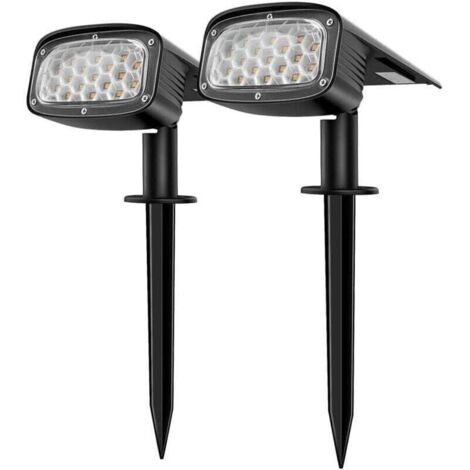 Foco solar para exteriores, luz solar para jardín impermeable de 34 LED, 2 en 1, 3 modos de instalación para camino de patio, paquete de 2 (1/4)
