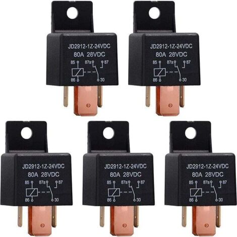 Relé automotriz de 5 pines, 24 V, 80 A, JD2912-1Z-24V80A, 28 V, SPDT, para camión, barco, furgoneta y vehículo.