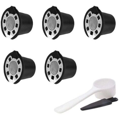 Juego de 5 filtros de café rellenables de acero inoxidable para cápsulas de café. (1/4)