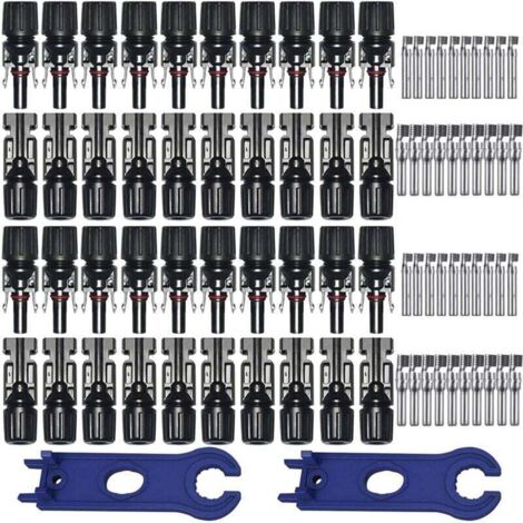 20 pares de conectores fotovoltaicos solares MC4, conectores macho/hembra, sello impermeable de doble anillo, para accesorios de cable de panel solar fotovoltaico (1/4)