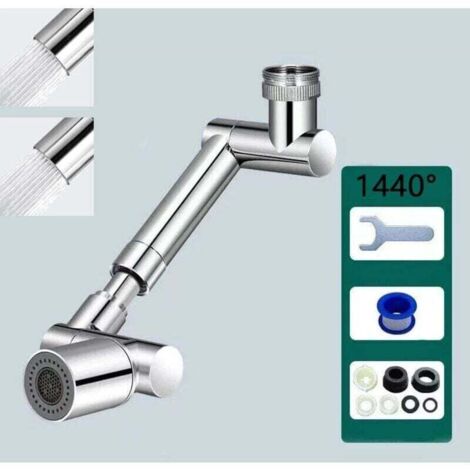 Extensor de grifo giratorio de 1440° para baño, adaptador de grifo con boquilla de agua y brazo robótico giratorio de gran ángulo, extensión multifuncional giratoria para grifo de cocina con filtro an (1/4)