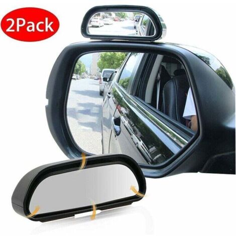 Juego de 2 espejos retrovisores de 360° para coche, universales, ajustables a derecha e izquierda, de cristal HD, gran angular, para puntos ciegos, furgonetas, SUV, autocaravanas y marcos. (1/4)