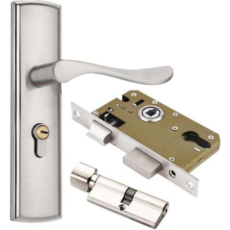 Cerradura de puerta de acero inoxidable, cerradura de manija de puerta de dormitorio y baño, cerradura de manija de puerta simple silenciosa (1/4)