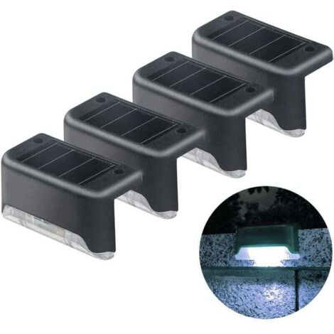 Luces solares para terraza (4 unidades), luces solares para escalones, luces solares LED impermeables, luces solares para jardín, escaleras, escalones, cercas, patios y caminos. (1/4)