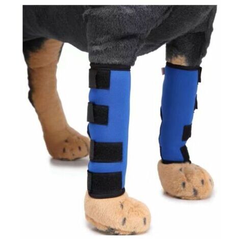 Rodilleras para mascotas con bandas de soporte, protectores de patas para perros, protectores de patas para perros, cubierta para heridas quirúrgicas de mascotas (azul, pequeña)