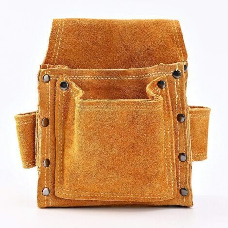 Bolsa de carpintero Ensoleille de piel de ante con 2 soportes para martillo y hebilla de túnel resistente - Para electricistas, albañiles y soldadores. (1/5)